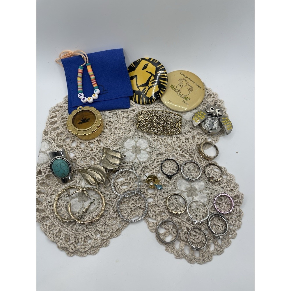 Mixed Jewelry Lot Rings Bracelets, Earrings Pieces Vintage/Modern
